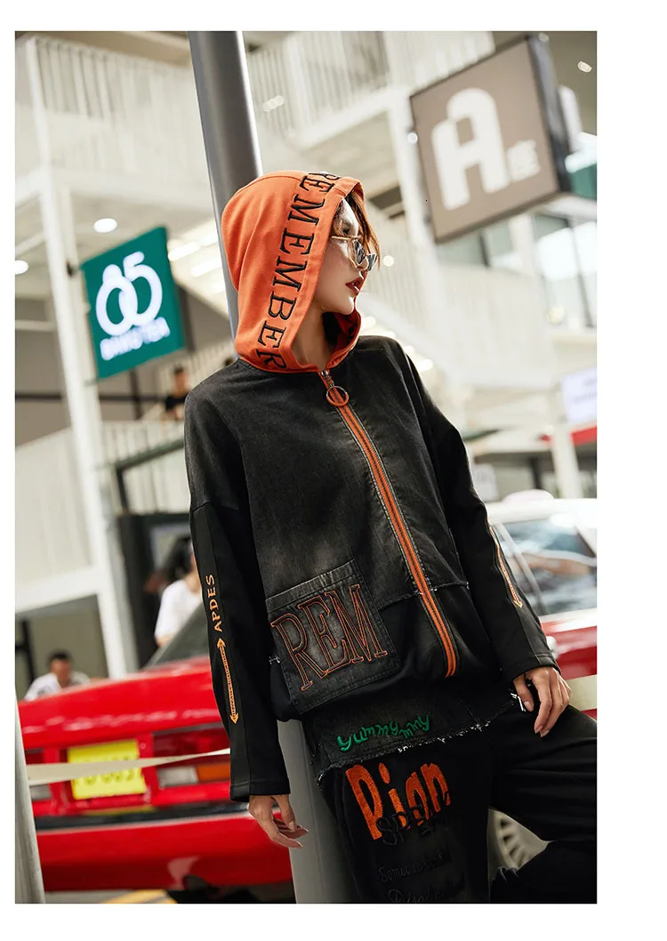 Max LuLu корейская мода уличная женская джинсовая Лоскутная куртка женские свободные пальто с капюшоном Повседневная осенняя одежда Большие размеры