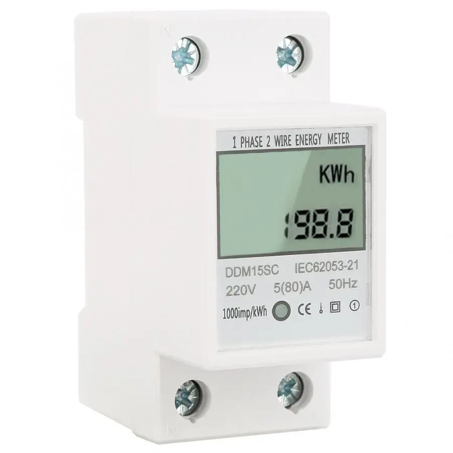 DDM15SC 5-80A Single Phase DIN-Rail Electronic Energy Kwh Meter With LCD Digital Display Up-out And Down-in/up-in Down-out | Инструменты