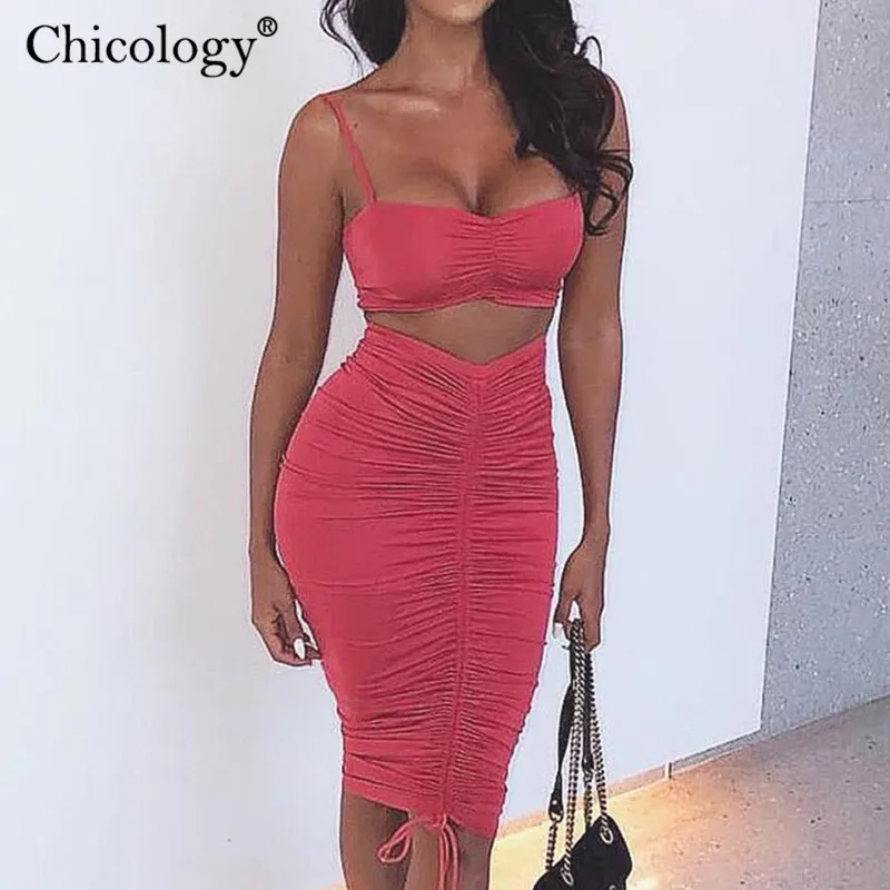 Chicology boob/топ с регулируемой юбкой миди комплект из 2 предметов 2019 летний женский