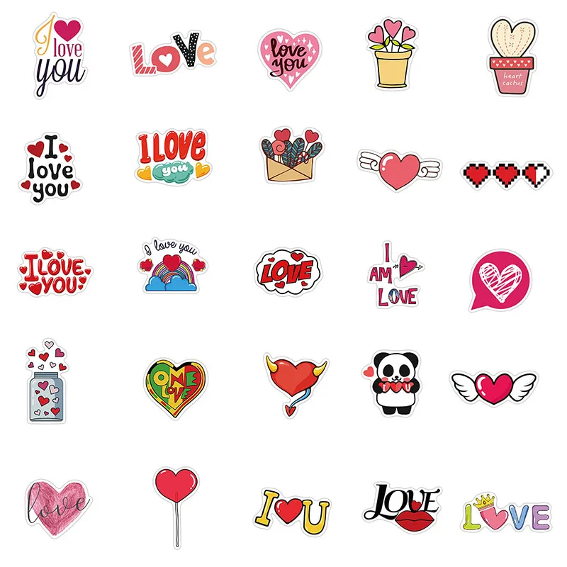 50 Uds amor pegatina de Graffiti port&aacute;til Diy Scrapbook rosa, D&iacute;a de San Valent&iacute;n decoraci&oacute;n suministros equipaje calcoman&iacute;as de Skateboard paquete-5
