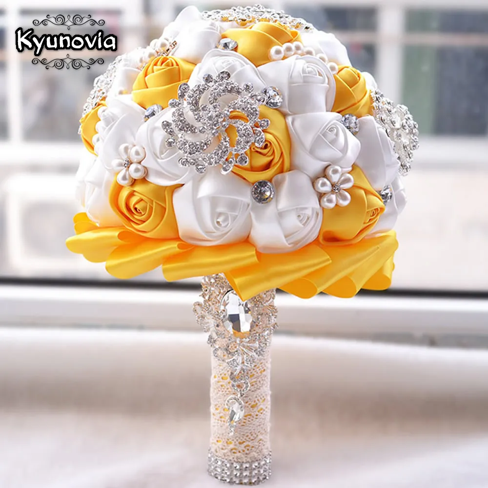 Kyunovia Лучшая цена белый букет из слоновой кости свадебный De Mariage s жемчужные цветы