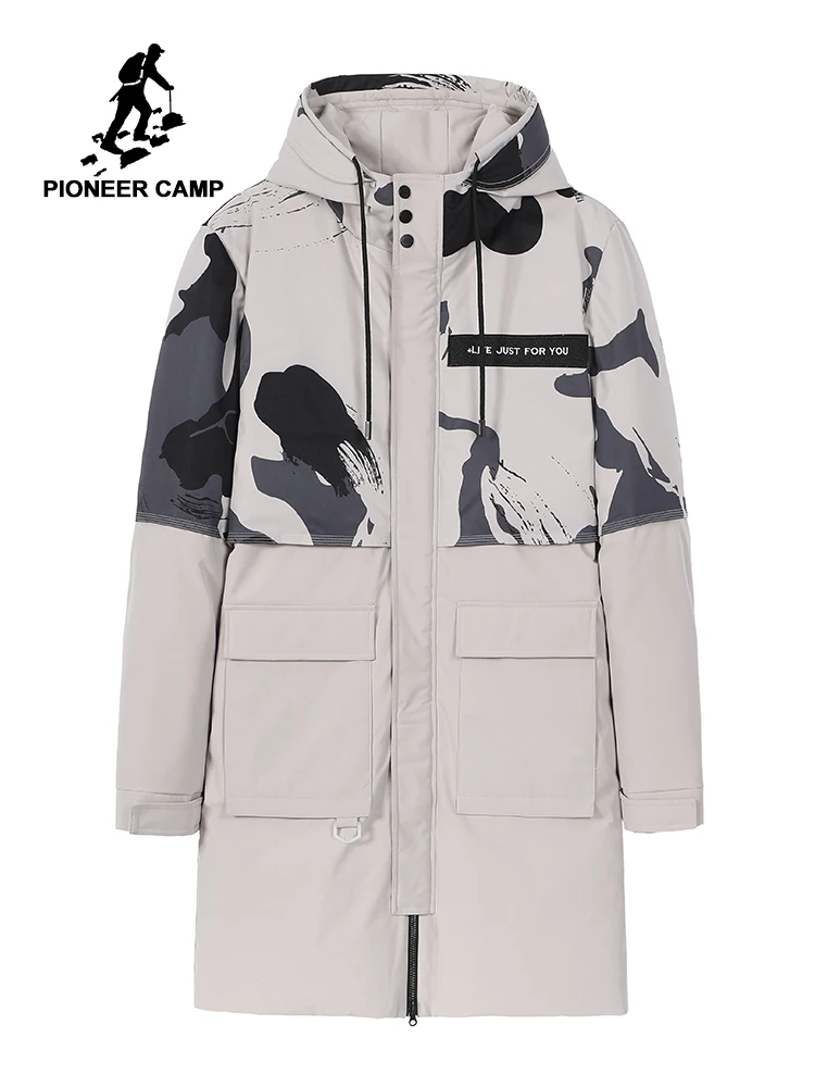 Pioneer Camp зимние длинные куртки мужские парки модный дизайн принт Повседневный
