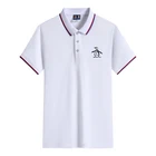 Рубашка-поло мужская с принтом пингвина, Повседневная Деловая блуза с коротким рукавом, однотонная Модная приталенная с лацканами, лето