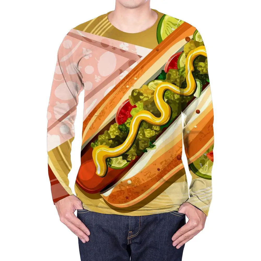 

Мужская футболка KYKU, черная футболка в стиле хот-дог, с принтом гамбургера и еды, большие размеры, лето