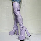 Сапоги женские выше колена, на платформе, с круглым носком, большие размеры 40, 42, 47