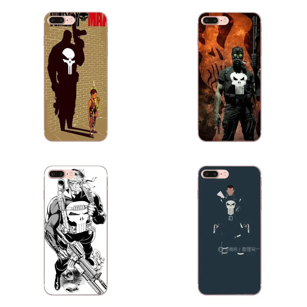 Для iPhone 11 Pro Max Plus X XS XR 8 7 6S SE 4S 5 5C 5S 2020 силиконовые чехлы для телефонов Comics Punisher Skull|Бамперы| |