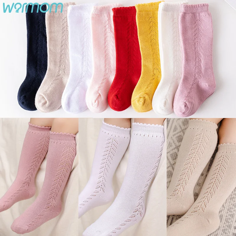 

Warmom Spanish Style Hollow Air Long Tube Baby Knee High Socks Infant Kids Candy Color Socks Spring Autumn Child Floor Socks