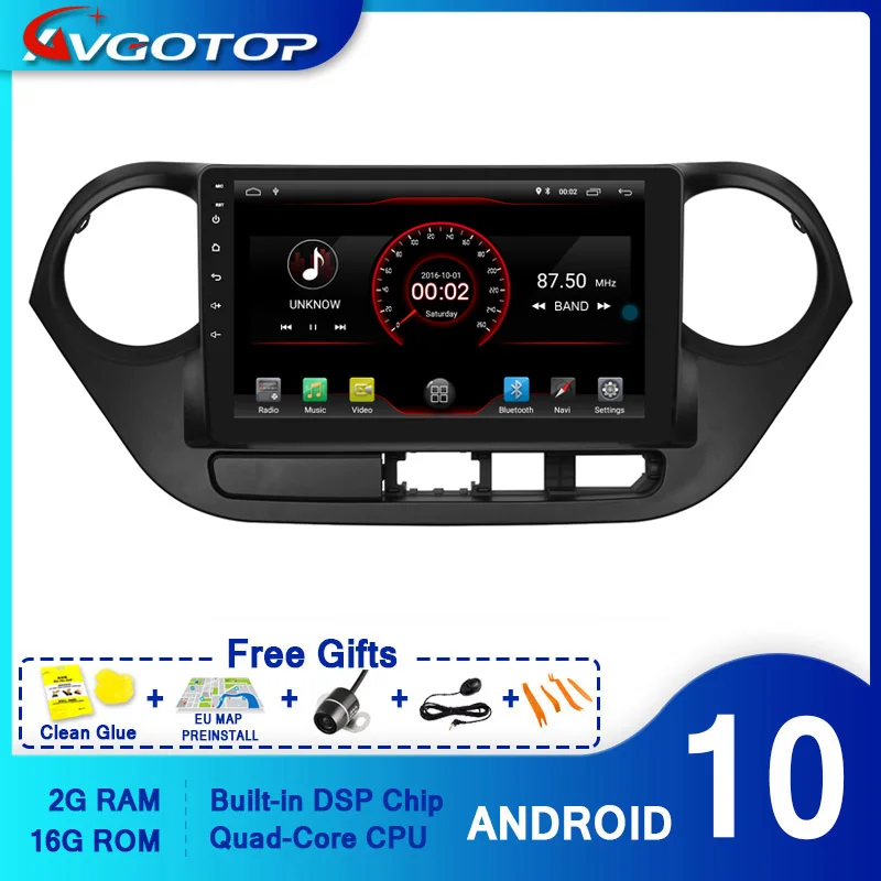 AVGOTOP автомобильный dvd-плеер GPS Android 10 для HYUNDAI i10(LHD) мультимедийный навигационный