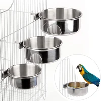 parrot feeding cup bird food dish stainless steel parrot feeder water cage bowl with clamp holder for cockatiel budgies parakeet