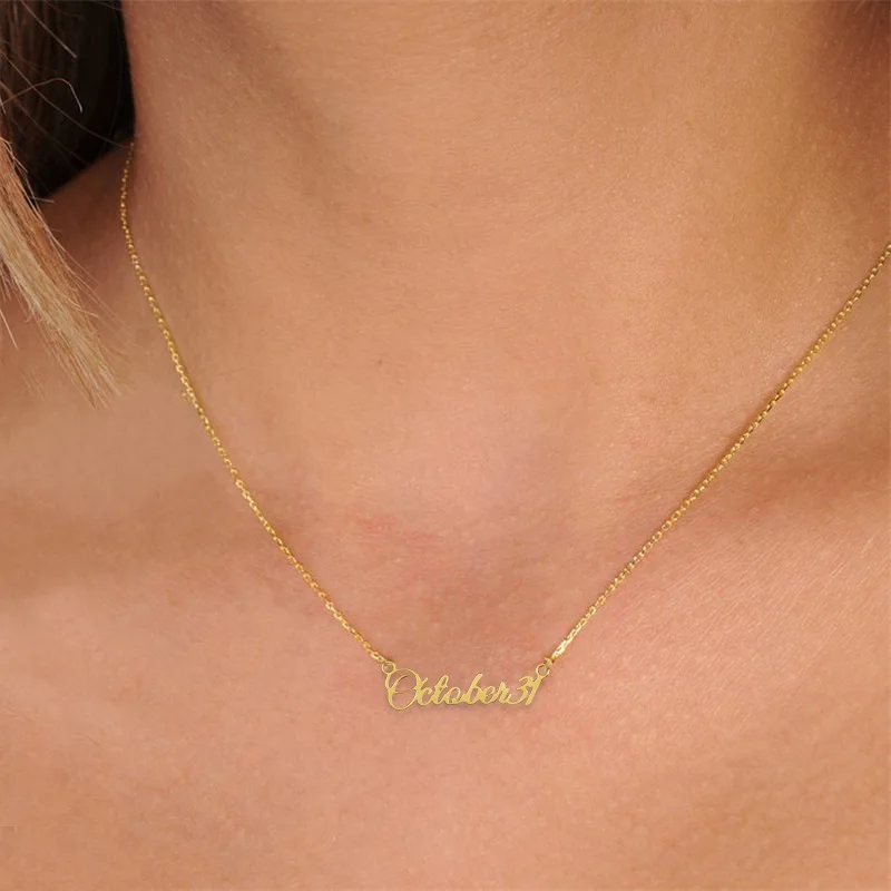 

Personalized Custom Gold Color Chains Stainless Steel Name Necklace Pendant Nameplate Necklace For Party Wedding Gift
