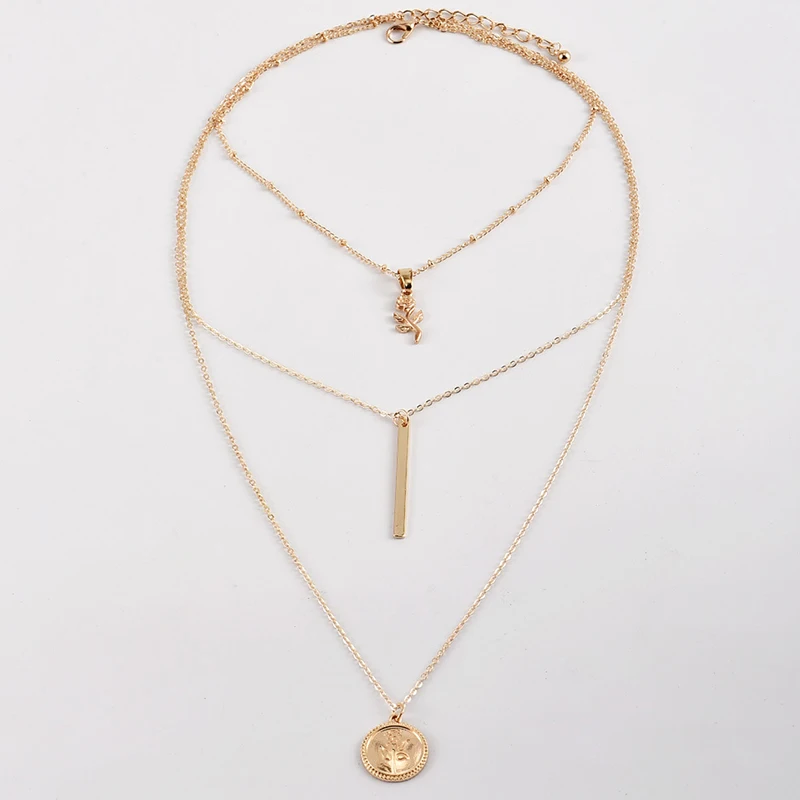 3 шт./компл. Гламурные женские ожерелья с розовым полосовым узором цепочка до