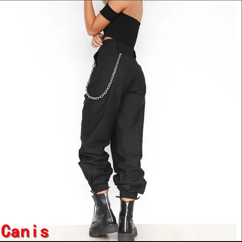 Женские брюки шаровары с высокой талией цепочкой|Брюки| |