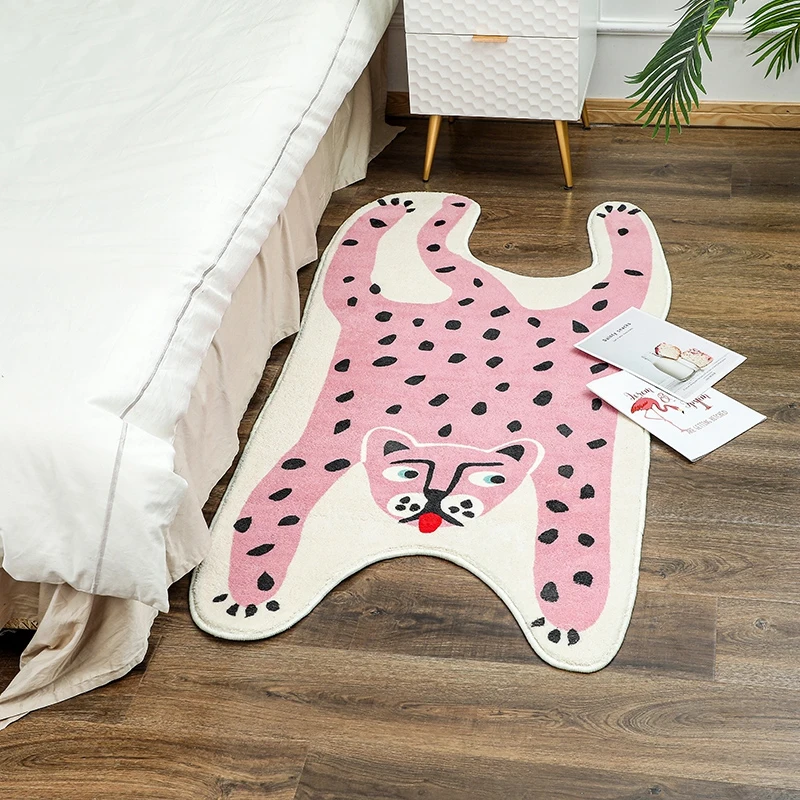 

Pink Tiger Leopard Bedroom Soft Carpets Fluffy Area Rug Living Room Table Bedside Carpet Kids Game Mats Decoration for Home