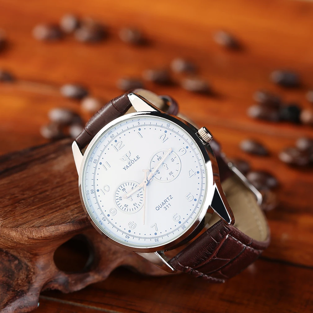 

Fashion Casual Style Blue Light Ray Glass Dial Watches New Business Quartz Leather Analog Watches for Men Male New Hot Selling