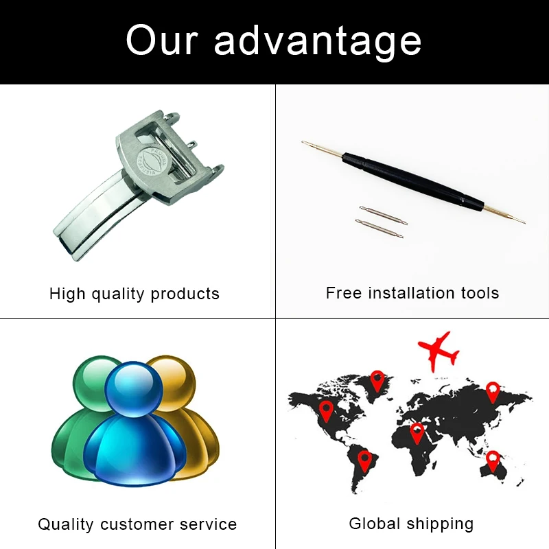 18mm Gold 316L Stainless Steel Deployment Watch Buckle for IWC Big Pilot Spitfire Leather Watch Strap Folding Clasp Free Tools