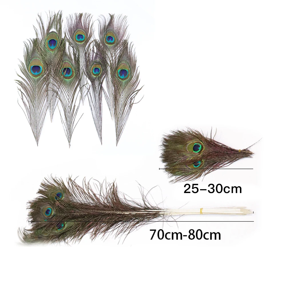 

20 Pcs/Lot Natural Real Peacock Feathers For Crafts 25-80cm Dress Is With Home Hotel Decor Room Vase Wedding Decoration Plumes