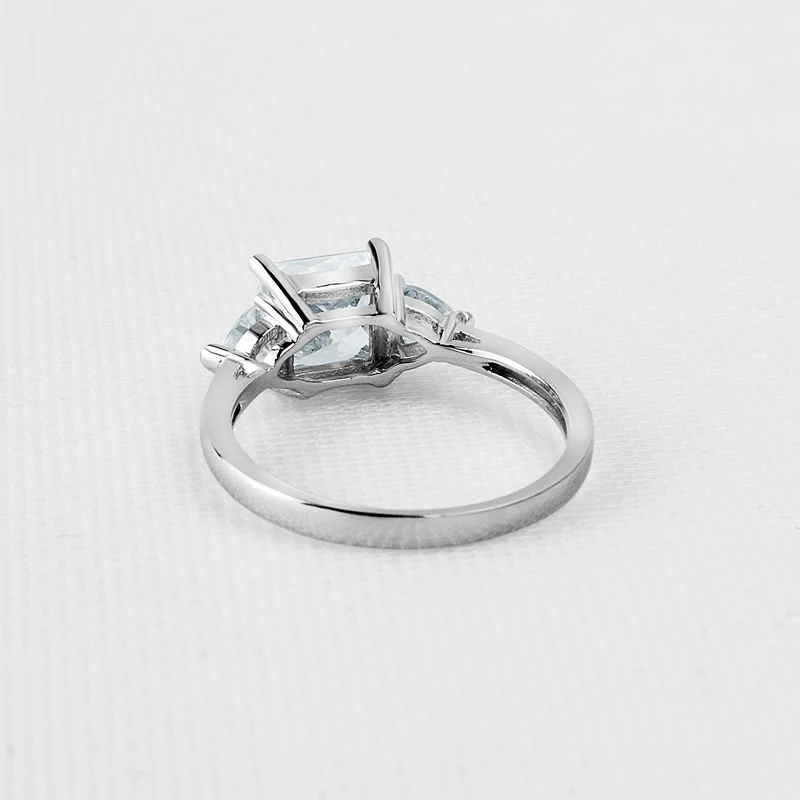 AINUOSHI Трендовое кольцо с тремя камнями 14 K, однотонное белое/желтое золото, День Святого Валентина, 1,6 карат, принцесса, огранка, Сона, бриллиантовое обручальное кольцо