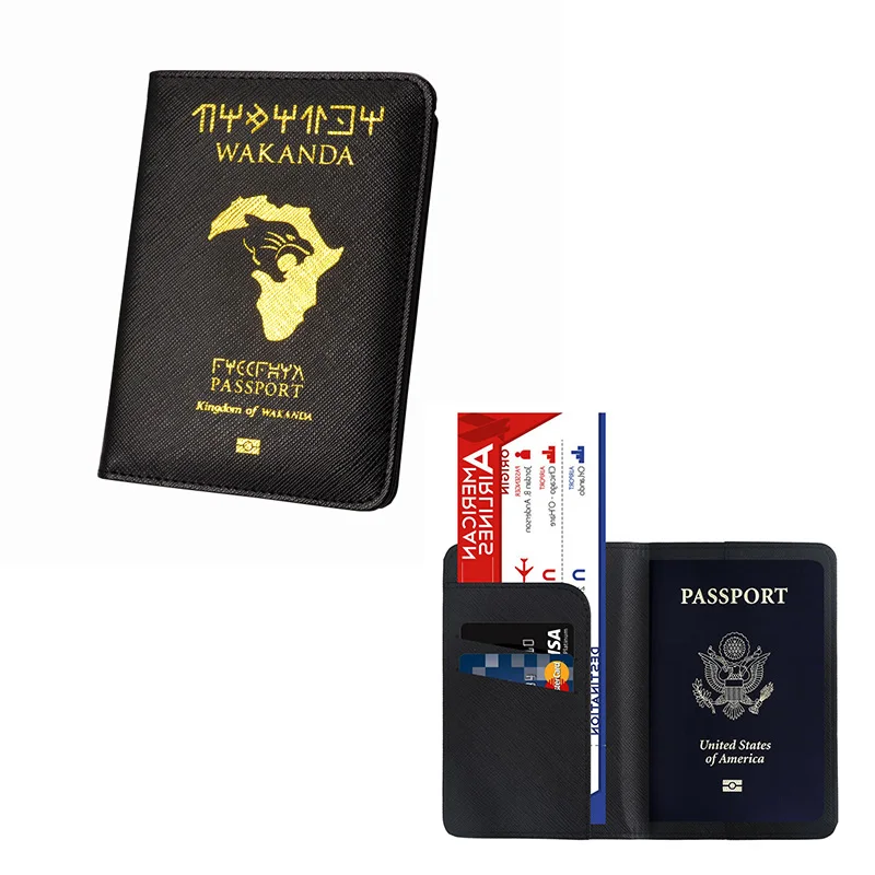 Wakanda Держатель для паспорта Rfid Блокировка из искусственной кожи Asgard чехол для паспорта дорожный кошелек черные чехлы для паспорта - Цвет: Wakanda  B