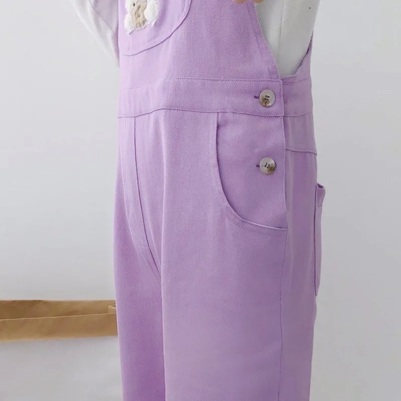 

HARAJPOO Woman Pants 2021 New Spring Japanese Style Ins Cute Little Bear Embroidery Kawaii Loose Straight Casual Female Overalls