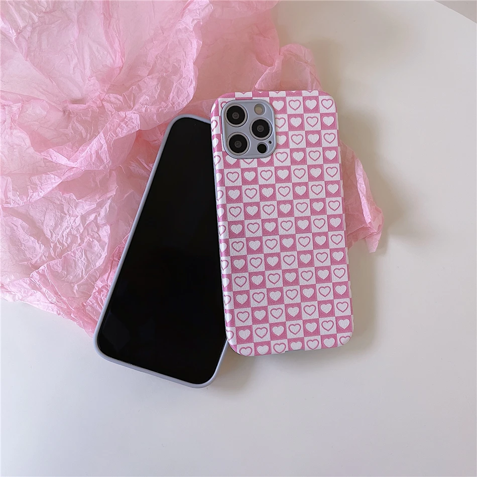 Милый розовый телефонный чехол с сердечками и точками для iPhone 11 12 Pro XS Max XR X 7 8 Plus