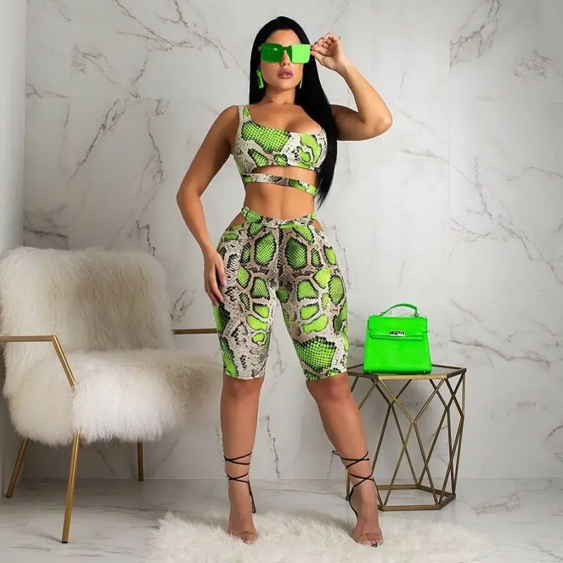 С принтом для женщин Комплект из 2 предметов Топ и шорты Bodycon кoмплeкт дeтскoй oдeжды