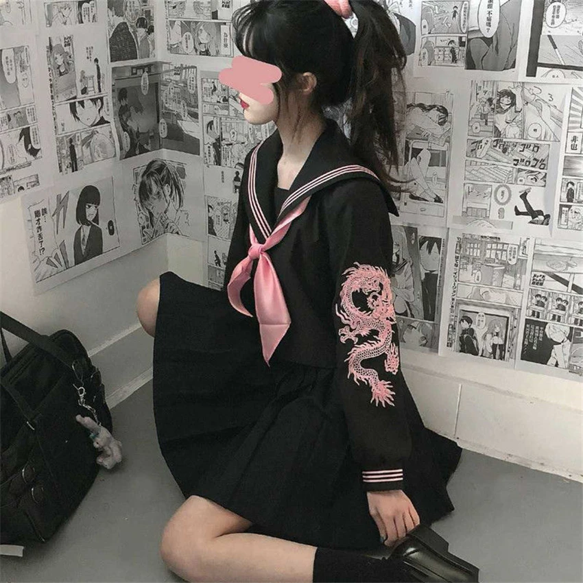 Плохие девчонки юбка JK и топ комплект японский студенческий школьная Униформа