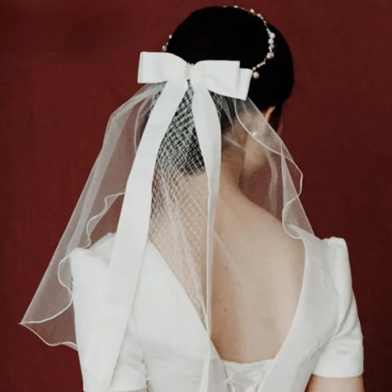 

Wedding Veil Wreath Peal Crown Bridal Veils Elegant Fashion Jewelry Accessories for Women Bride Soft Yarn Romantic DIY 2021 New