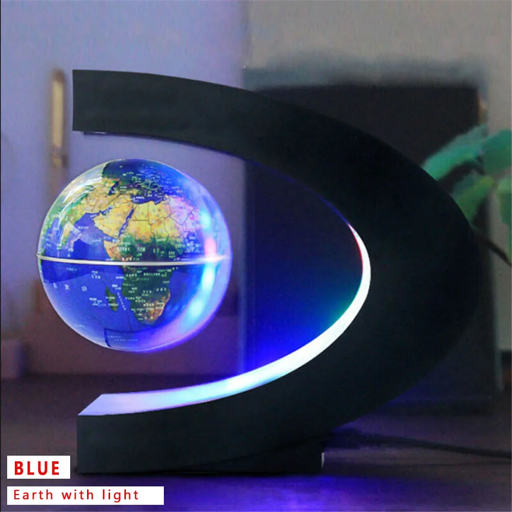 

US/EU/UK Plug Home Office Decoration LED Floating Tellurion Globe C Shape Magnetic Levitation Light World Map With LED Tellurion