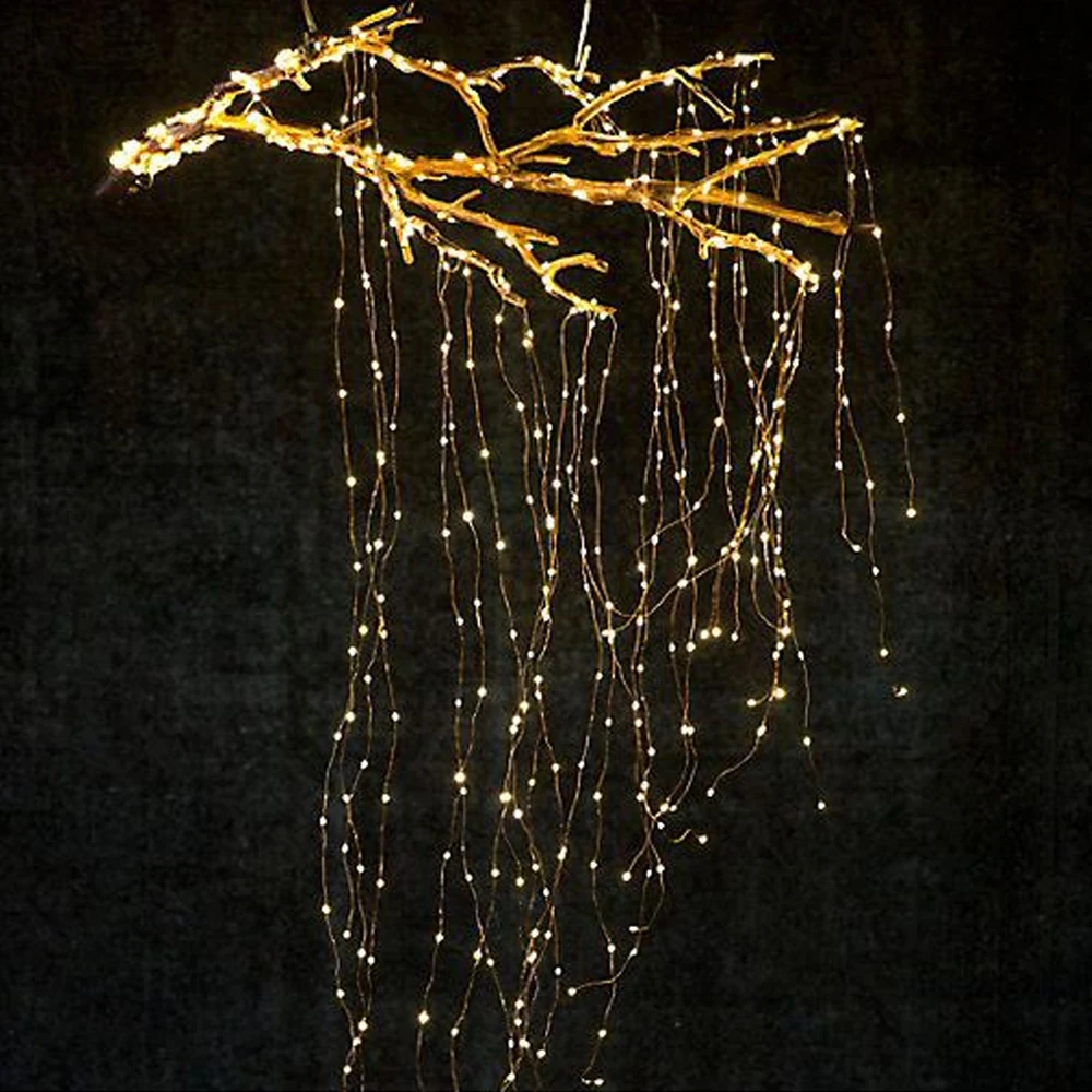 EU Plug 2M LED Copper wire Fairy Tree Branch Curtain String Light Vine for Christmas Party Home with DC 12V 2A Adapter | Освещение