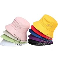 summer cotton bucket hat for men women fashion k pop iron ring bob popular cap handmade outdoor sun hat