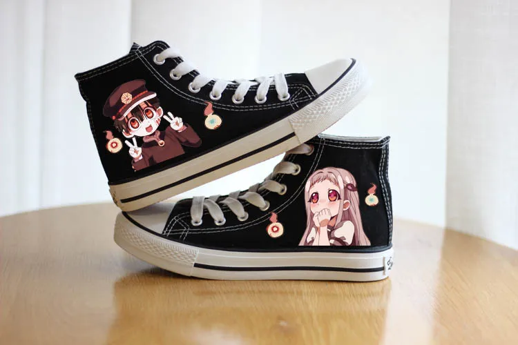 

Unisex Anime Toilet-Bound Hanako-kun Black plimsolls canvas shoes Yugi Amane Nene Yashiro Casual rope soled shoes duck Shoes