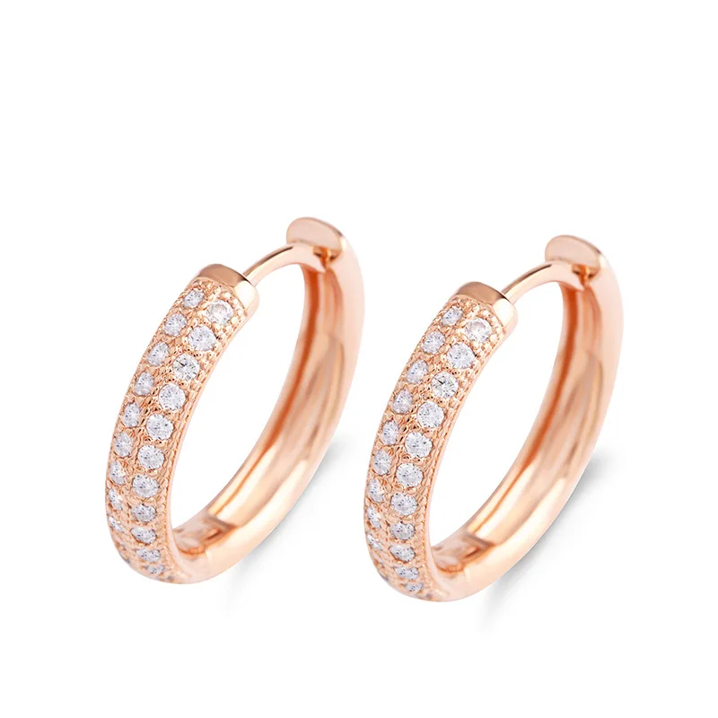 Серьги в форме кольца из розового золота 585 пробы с цирконом праздничный подарок