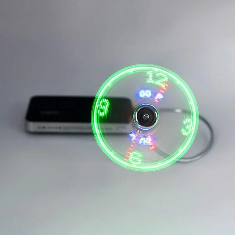 

USB Mini Fans LED Clock with Temperature Portable Cooling for Office Home Travel DC156