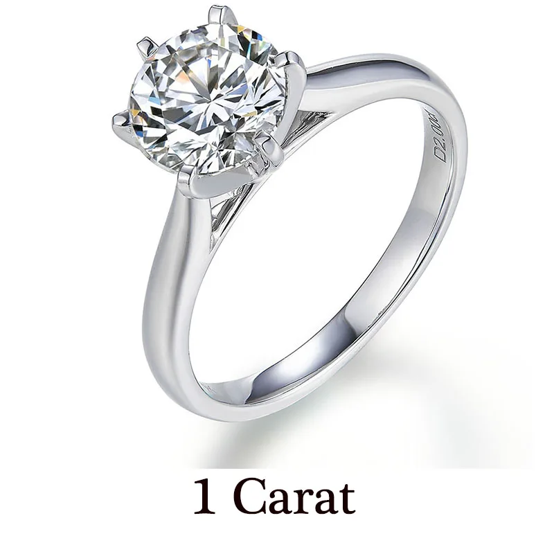 1 Carat NiceGems 14 к белый классический 6 зубец муассанит обручальное кольцо для женщин центральный камень 1ct или 2ct Муассанит кольцо из цельного золота - Цвет камня: 1 Carat