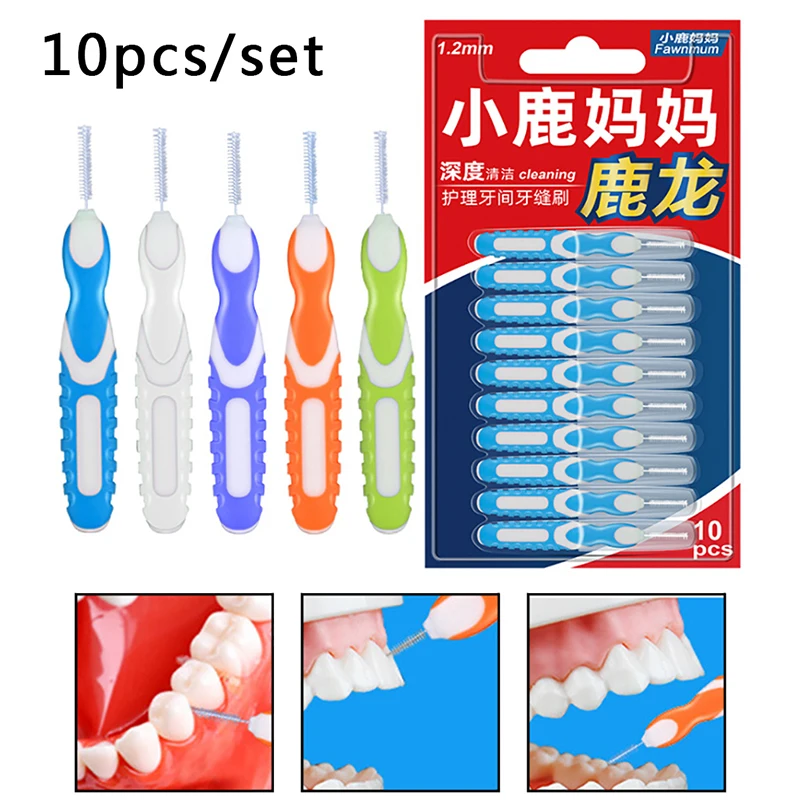 

10pcs Dental Interdental Brush Cleaning Brushes Floss Pick Push-pull Toothpick For Adults Clean Between Teeth Cleaning Brushes