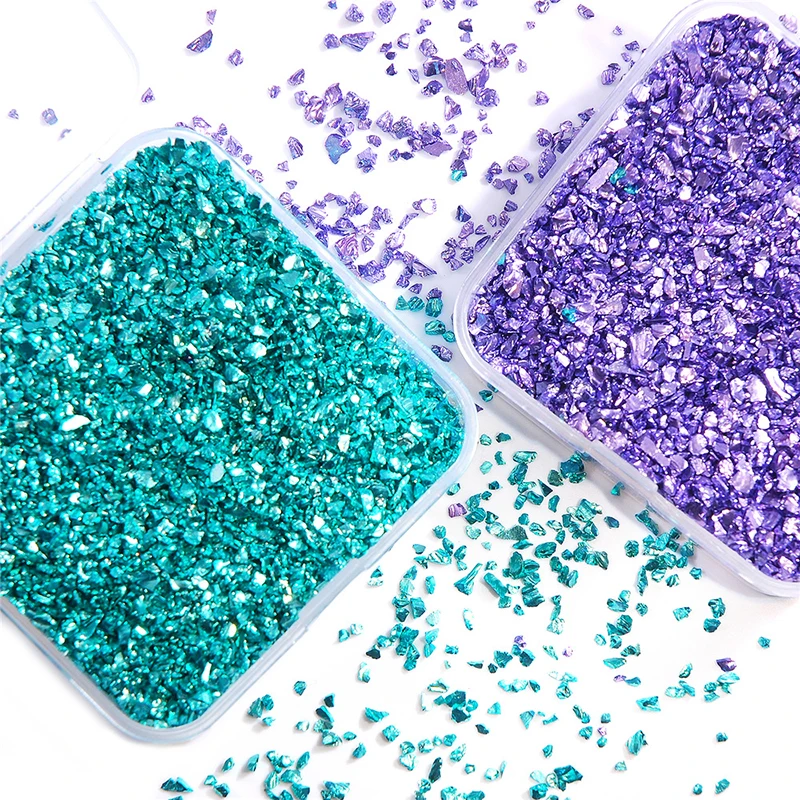 

80G/box Glass Metal Crushed Stone for Nail Art Filler Cake Fruit Coaster Filling Decorative Crystal for Epoxy Resin Mold