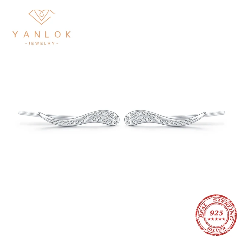 

YANLOK Luxury Snake Animal Earring Real 925 Sterling Silver Sparkling Clear CZ Hoop Earrings For Women Wedding Fine Jewelry