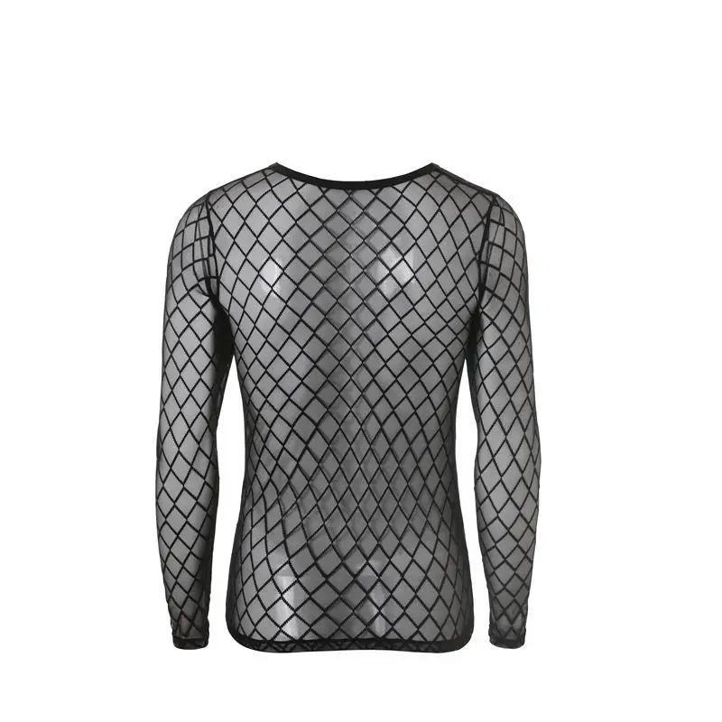 Мужские майки с длинными рукавами прозрачные сетчатые для геев нижнее белье