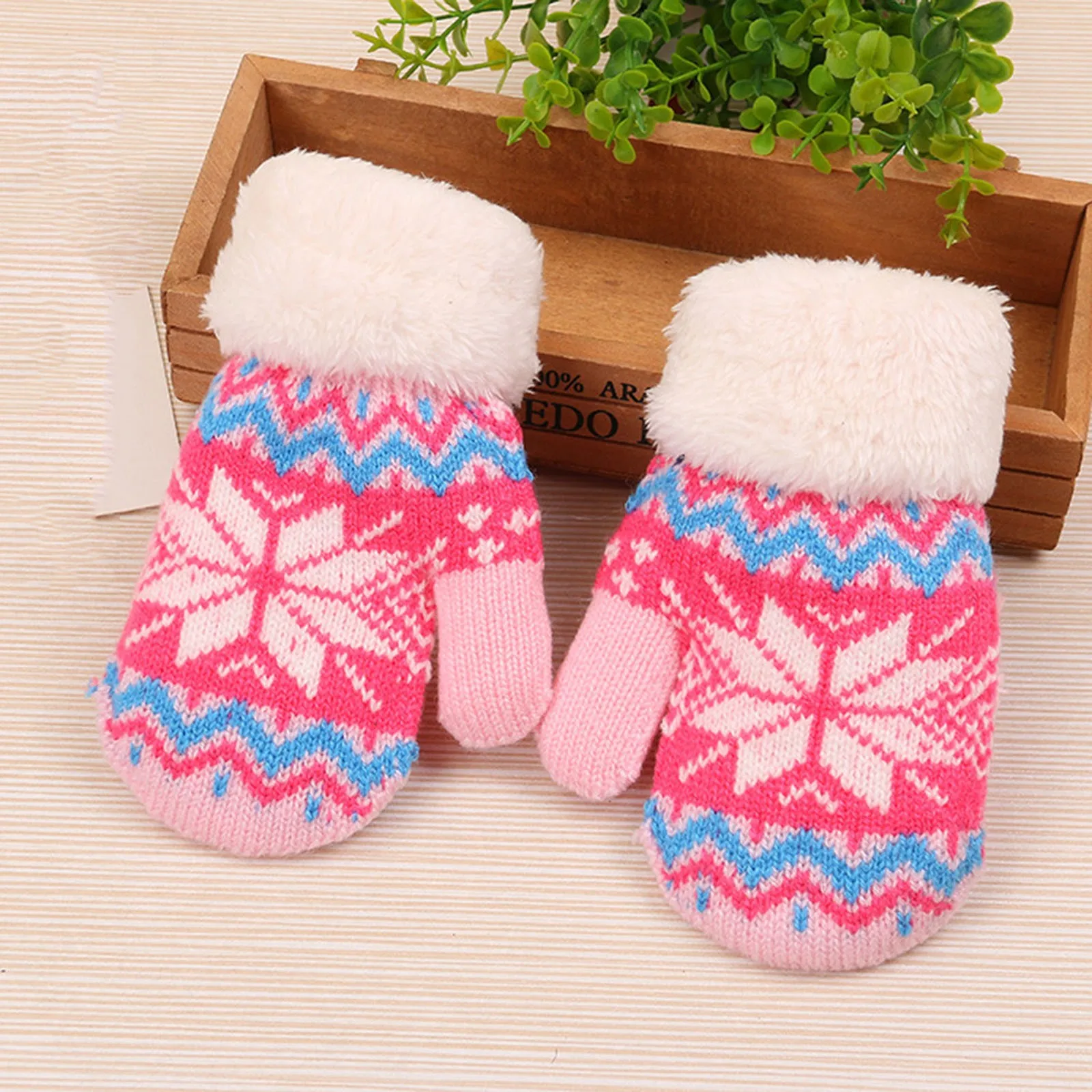 

Детские перчатки с узором в виде снежинок, плотные флисовые зимние теплые варежки для мальчиков и девочек, Прямая поставка