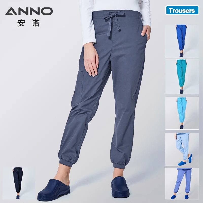 Штаны для медсестер ANNO рабочие униформа из хлопка эластичные манжеты скраб зубов