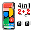 Передняя Гидрогелевая пленка 4 в 1 для Google Pixel 5 4A 4G, Защитная пленка для экрана на Google Pixel5 Pixel4 A, Защитная пленка для объектива камеры телефона