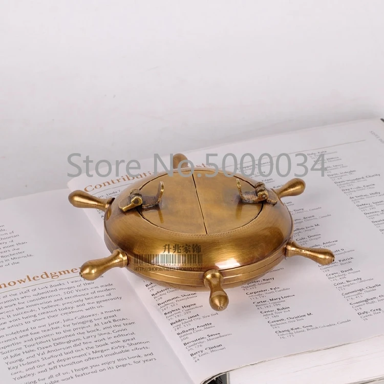 

India Import Sea Sailing Depends on the Helmsman Mini Brass Decorative Ash Tray Cool Creative