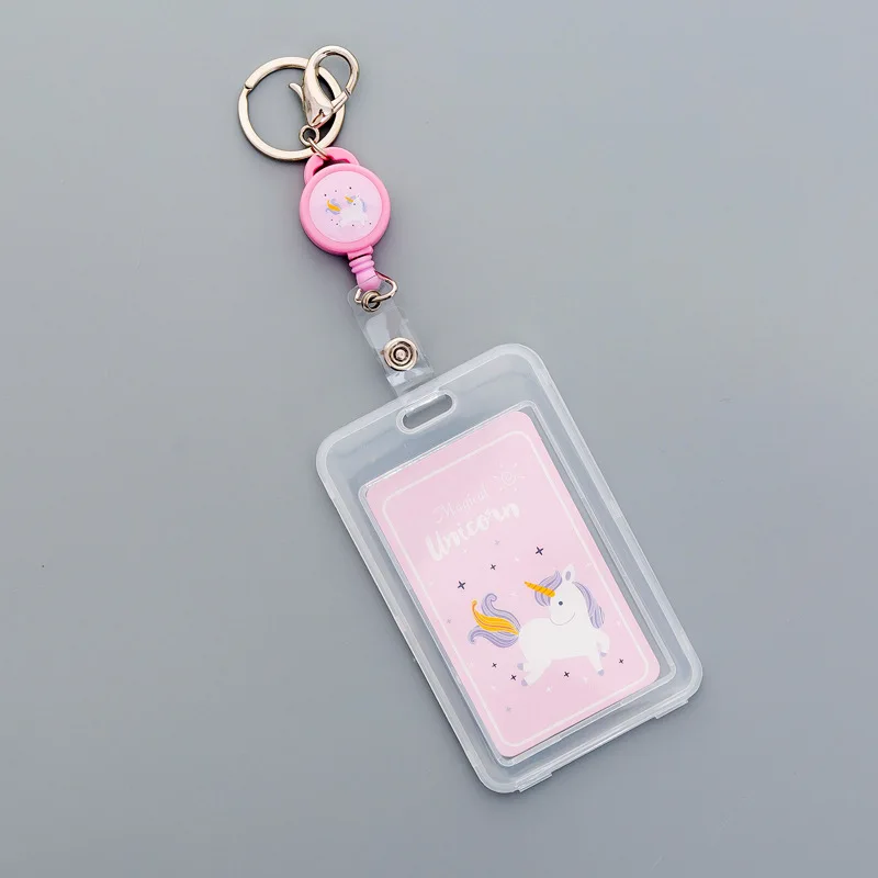 Kawaii Единорог собака Волшебная матрица выдвижной держатель карточек медсестры доктор выставка потяните ключ кличка карты держатель значка