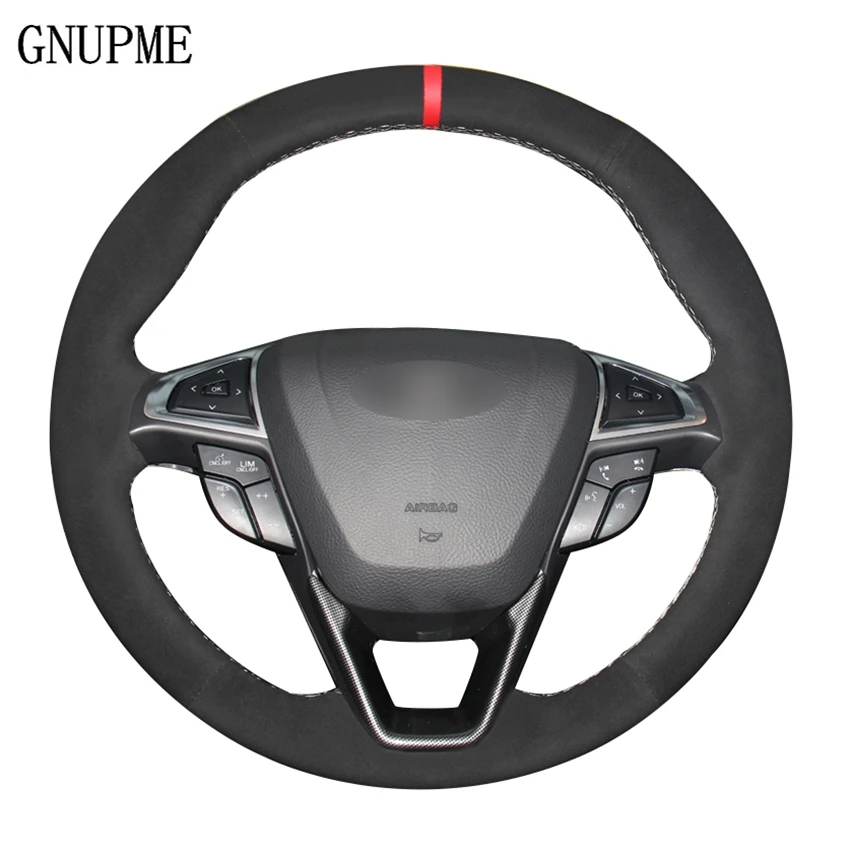 

Hand-stitched Black Suede Leather Car Steering Wheel Cover for Ford Mondeo Fusion 2013-2019 EDGE 2015-2019