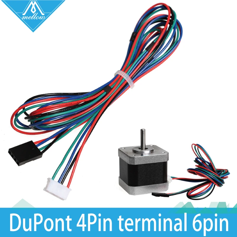 Фото Лидер продаж! Детали для 3D-принтера, 10 шт./лот, 1 м, кабель DuPont line HX2.54 от 4 до 6 контактов, белый коннектор для двигателя, кабели для шаговых двига... №1