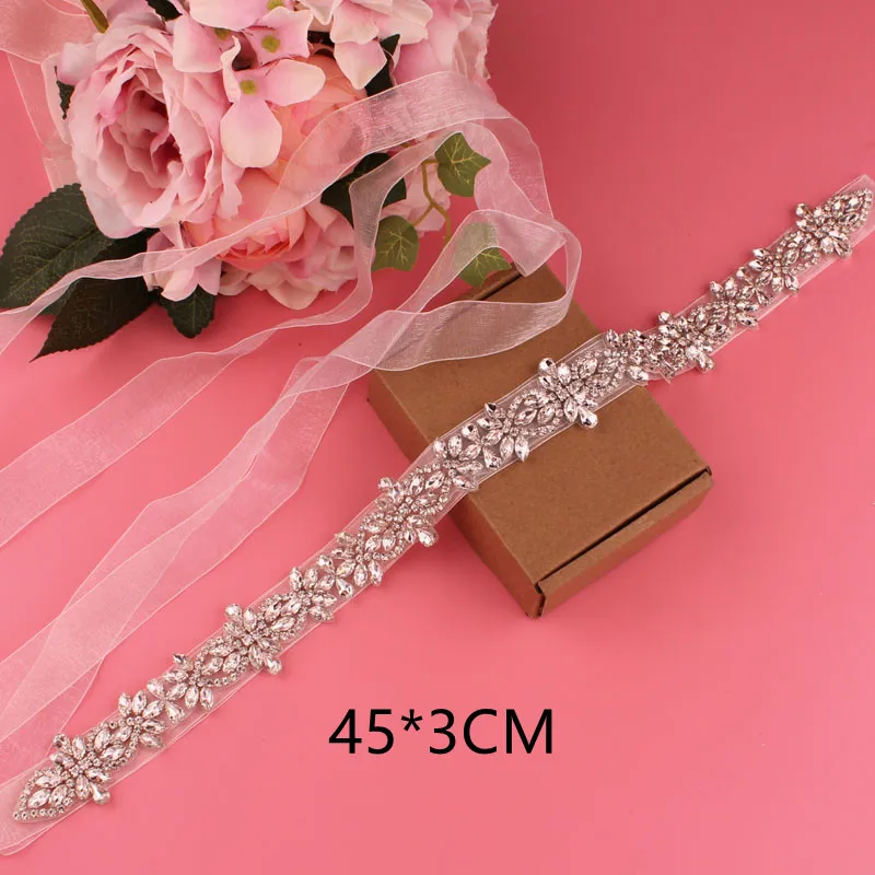 Crystal Bridal Belt With Ribbons, Handmade Silver Wedding Belt, Cookie Patient Belt For Wedding Evening Dresses