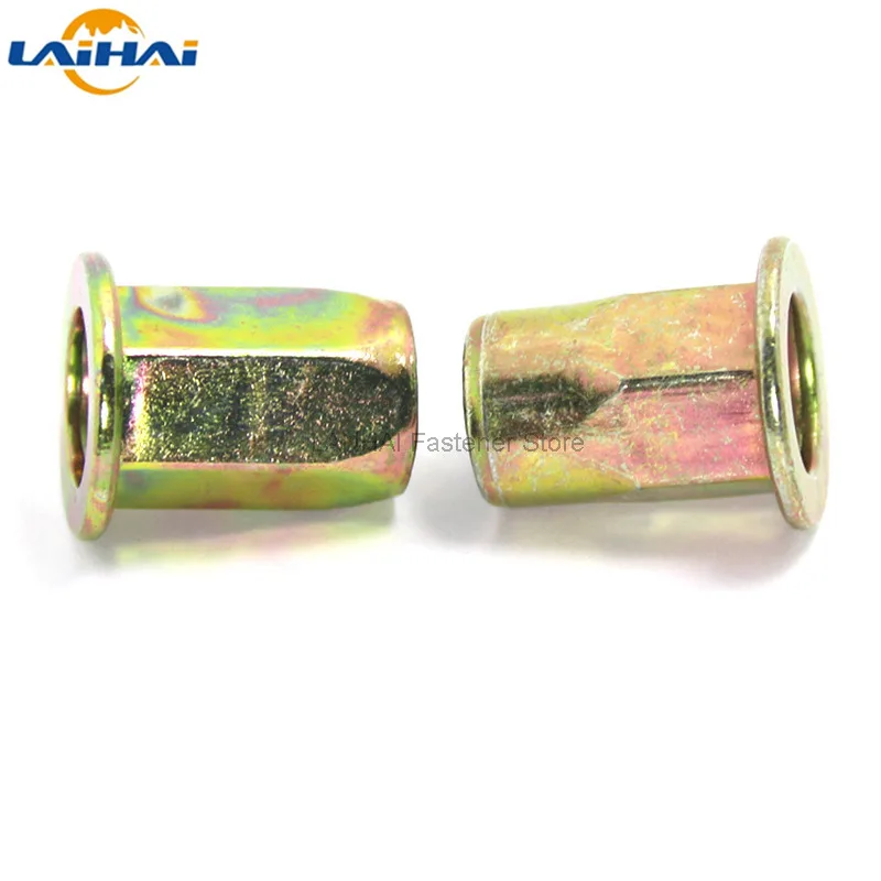 Стержневая гайка с плоской головкой и шестигранной формой из углеродистой стали M4 M5 M6 M8 M10 M12, в количестве 5/10/20 штук, с метрической резьбой.