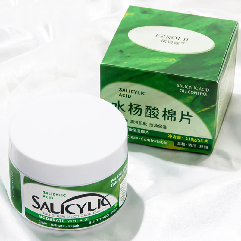 

55pcs Salicylic Acid Cotton Tablets Oil Control Acne Pad Fades Acne Shrink Pores Wet Mask Not Irritating Skin Care Cosmetics