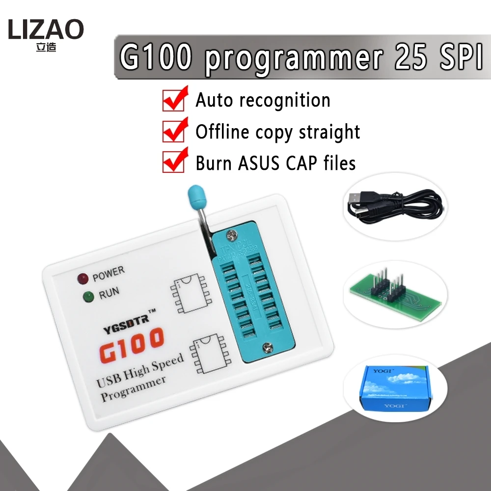 Newest Version G100 High Speed USB SPI Programmer 24 26 25 93 Bois EEPROM Flash support Compatible with EZP2010 EZP2013 EZP2019 |