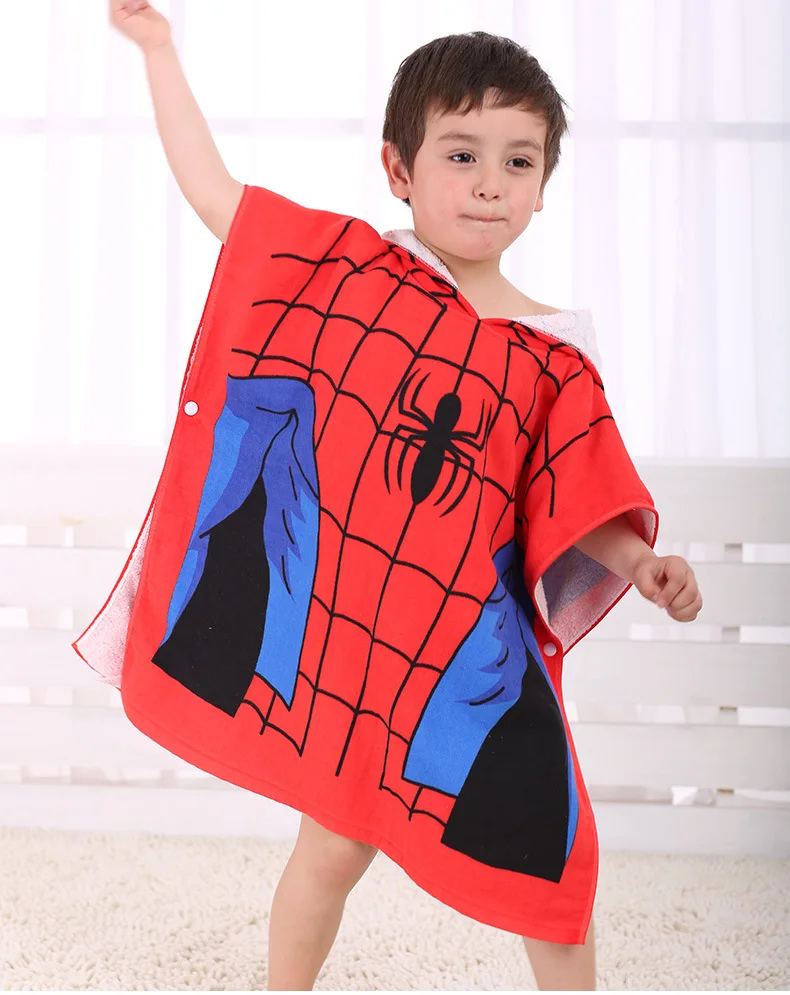 Детское мультяшное мягкое пляжное полотенце с капюшоном из хлопчатобумажной